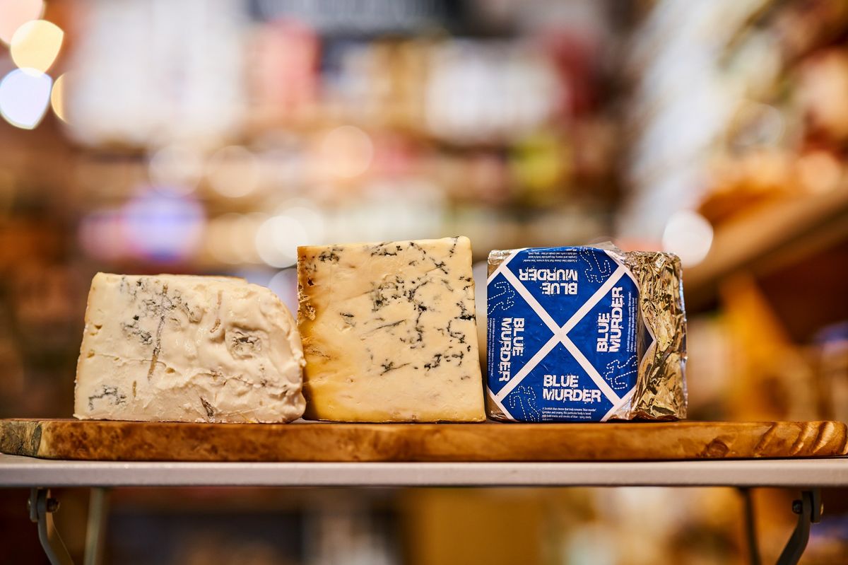 Blue cheese at the Provender Brown counter, cut to order