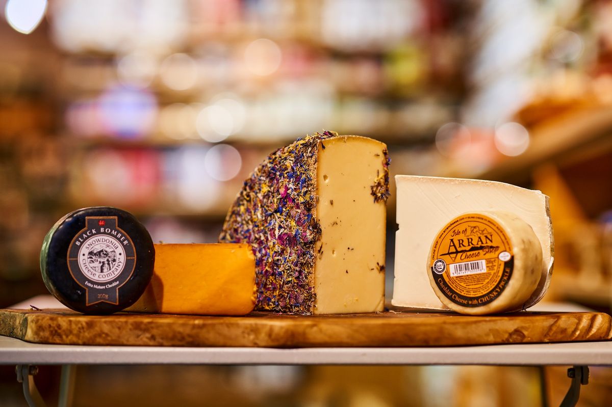 Hard cheese wheels at Provender Brown
